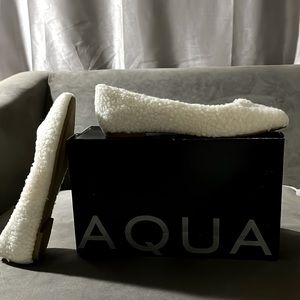 Aqua 8.5 shoes AQ-Ellie. Ivory  shearling like material pointed flats NWB